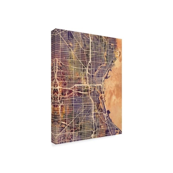 Michael Tompsett 'Milwaukee Wisconsin City Map Ii' Canvas Art,35x47